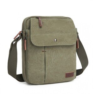 Crossbody plátená taška KONO - zelená - 27 cm
