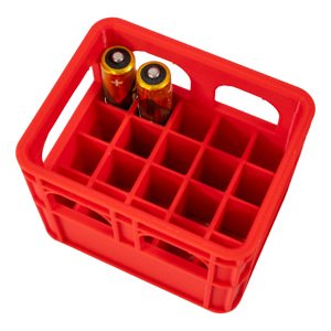PIX Originálny organizér na tužkové batérie AAA - prepravka - červená na vybité baterky