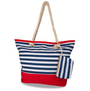 Versoli Collection Letná plážová taška - modro biela s červeným pruhom