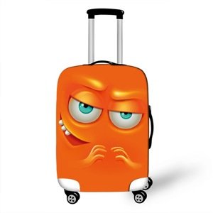 Elastický obal na kufor Crazy Face 04 - oranžový Veľkosť: S