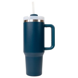 Štýlový termohrnček so slamkou - petrolejový - 1,18L