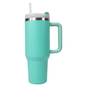 Štýlový termohrnček so slamkou - tyrkysový - 1,18L
