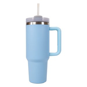 Štýlový termohrnček so slamkou - svetlomodrý - 1,18L