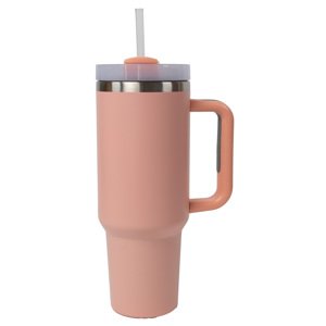 Štýlový termohrnček so slamkou - svetlo ružová - 1,18L