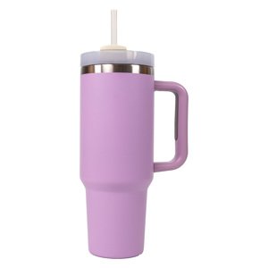 Štýlový termohrnček so slamkou - svetlofialový - 1,18L