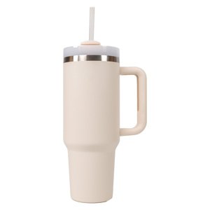 Štýlový termohrnček so slamkou - mliečne biely - 1,18L