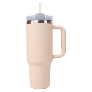 Štýlový termohrnček so slamkou - ružový - 1,18L
