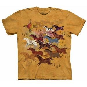 Pánske batikované tričko The Mountain - Domorodé umenie - hlinené Veľkosť: 4XL