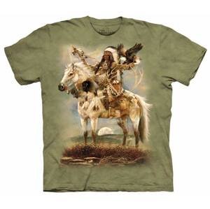 Pánske batikované tričko The Mountain - Indiánsky náčelník - zelené Veľkosť: 4XL