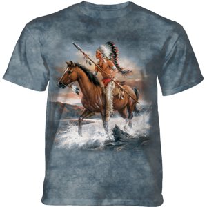 Pánske batikované tričko The Mountain - LEGENDS OF THE WEST RIVER'S EDGE - indiánske - modré Veľkosť: M