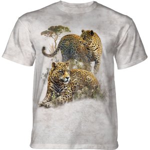 Pánske batikované tričko The Mountain - SAVANA LEOPARDS - leopard - šedé Veľkosť: XXL