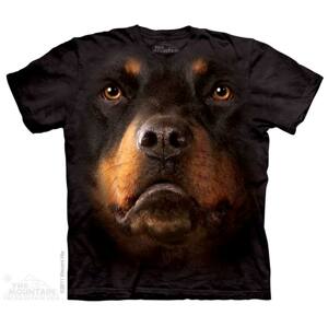 Pánske batikované tričko The Mountain - Rottweiler face- čierne Veľkosť: 4XL