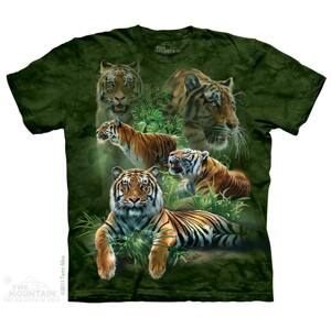 Pánske batikované tričko The Mountain - Jungle Tigers - zelené Veľkosť: XXL