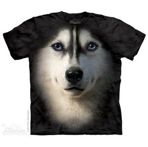 Pánske batikované tričko The Mountain - Sibírsky husky- čierne Veľkosť: L
