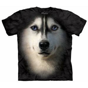 Pánske batikované tričko The Mountain - Sibírsky husky- čierne Veľkosť: S