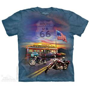 Pánske batikované tričko The Mountain - Route 66- modré Veľkosť: XXL