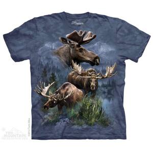 Pánske batikované tričko The Mountain - Moose Collage - sivé Veľkosť: L