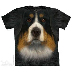Pánske batikované tričko The Mountain - Bernský salašnícky pes- čierne Veľkosť: L