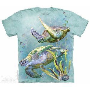 Pánske batikované tričko The Mountain - Sea Turtle Swim - mint Veľkosť: S