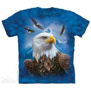 Pánske batikované tričko The Mountain - Guardian Eagle - modrá Veľkosť: S