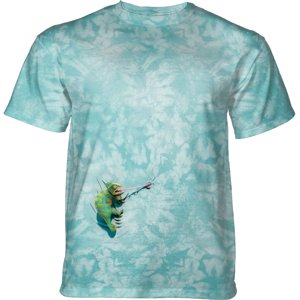 Pánske batikované tričko The Mountain - Hitchhiking Chameleon- bledomodré Veľkosť: 4XL
