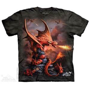Pánske batikované tričko The Mountain - Fire Dragon- čierne Veľkosť: 4XL