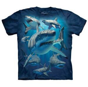 Pánske batikované tričko The Mountain - Veľký biely žralok- modré Veľkosť: S