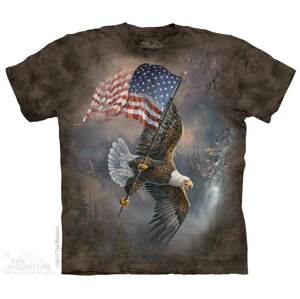 Pánske batikované tričko The Mountain -  Flag-Bearing Eagle - hnedé Veľkosť: M