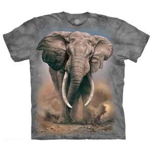 Pánske batikované tričko The Mountain - Slon africký- sivé Veľkosť: XL