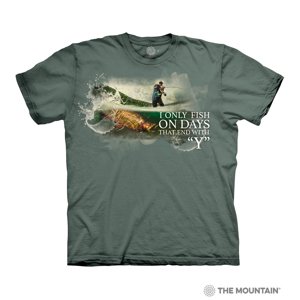 Pánske batikované tričko The Mountain - Rybárčim každý deň- zelené Veľkosť: L