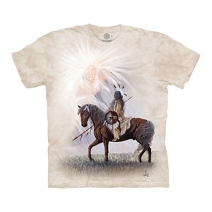 Pánske batikované tričko The Mountain - Indián na koni- béžové Veľkosť: 4XL