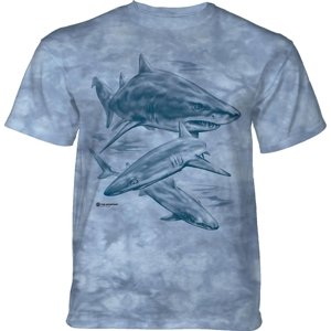 Pánske batikované tričko The Mountain - MONOTONE SHARKS - modrá Veľkosť: L