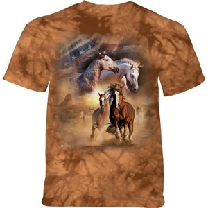 Pánske batikované tričko The Mountain - Kone v behu - hnedé Veľkosť: M