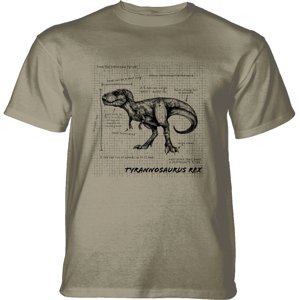 Pánske batikované tričko The Mountain - T-REX Fact Sheet- béžové Veľkosť: L
