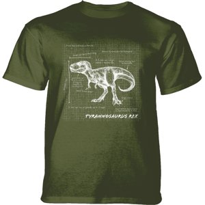Pánske batikované tričko The Mountain -  T-REX Fact Sheet- zelené Veľkosť: S