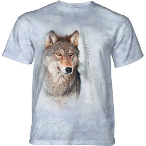 Pánske batikované tričko The Mountain - GREY WOLF IN THE BIRCHES - vlci - modrá Veľkosť: 4XL