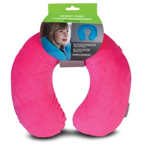 WORLDPACK TRAVEL PILLOW cestovný vankúš z pamäťovej peny - ružový