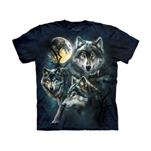 Detské batikované tričko The Mountain vlčí mesiac - modré Veľkosť: L