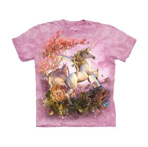 Detské batikované tričko The Mountain jednorožec - ružové Veľkosť: M