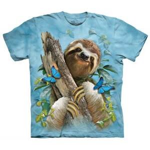 The Mountain Detské batikované tričko - Sloth & Butterflies - svetlo modré Veľkosť: S