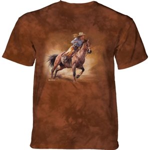 Detské batikované tričko The Mountain Dievča na koni - hnedé Veľkosť: M