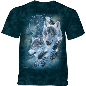 Detské batikované tričko The Mountain Dreamcatcher Wolf - zelené Veľkosť: L