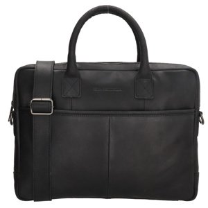 Hide & Stitches kožená biznis taška na notebook 15,6" (34.5x19.4 cm) - čierna