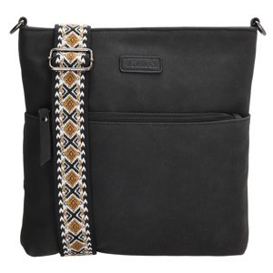 Beagles Malaga dámska crossbody taška s dekoratívnym popruhom - čierna - 26,5 cm