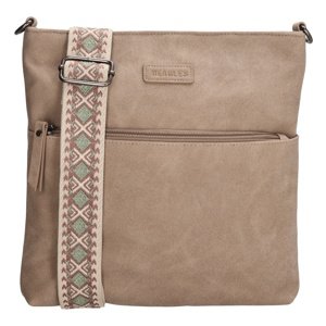 Beagles Malaga dámska crossbody taška s dekoratívnym popruhom - taupe - 26,5 cm