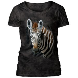 Dámske batikované tričko The Mountain - STRIPES - zebra - tmavo šedé Veľkosť: L