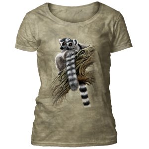 Dámske batikované tričko The Mountain - HEADS AND TAILS - lemury - šedá Veľkosť: L