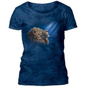 Dámske batikované tričko The Mountain - Humility Lion - modré Veľkosť: S