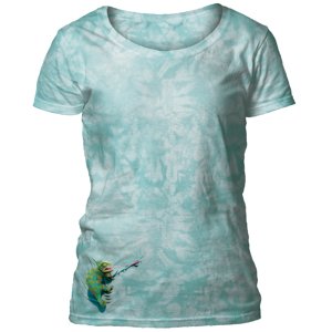 Dámske batikované tričko The Mountain - Hitchhiking Chameleon - tyrkysové Veľkosť: XL