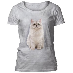 Dámske batikované tričko The Mountain - Persian Cat - sivé Veľkosť: L